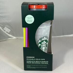 Starbucks Color Change Reusable Cold Cups Set Confetti 5 Pack 24oz NIB